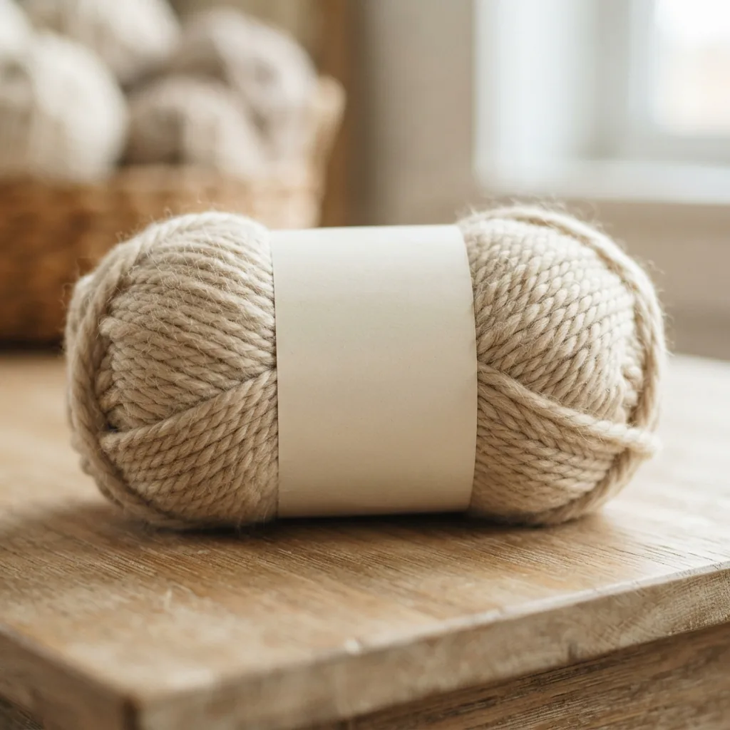 A skein of Loops & Threads Forevermore Yarn.