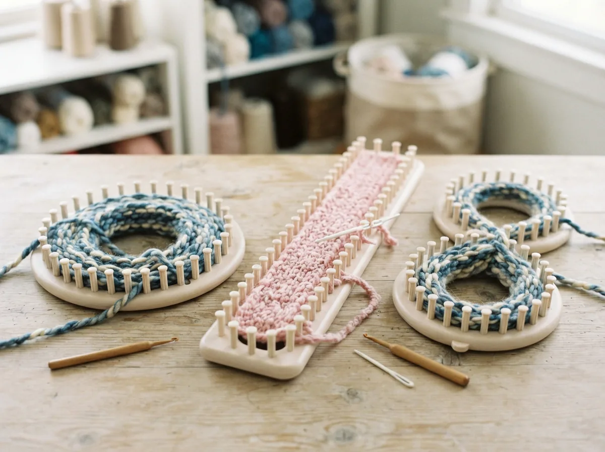 An overview of different types of knitting looms.