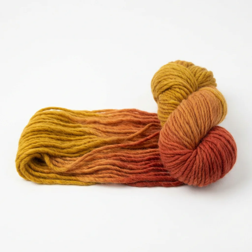 A skein of discontinued Loops & Threads Country Loom Colorburst Yarn showing its gradient color effect.