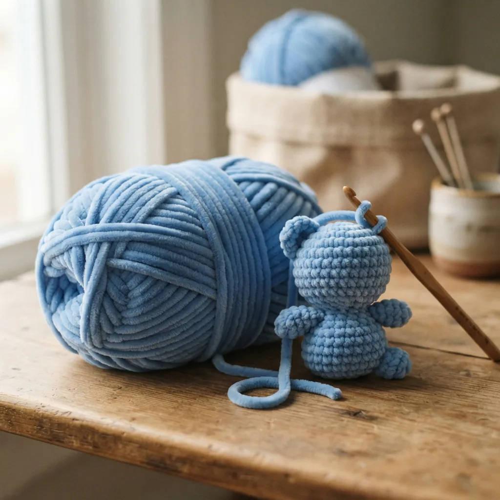 A skein of Loops & Threads Sweet Snuggles yarn
