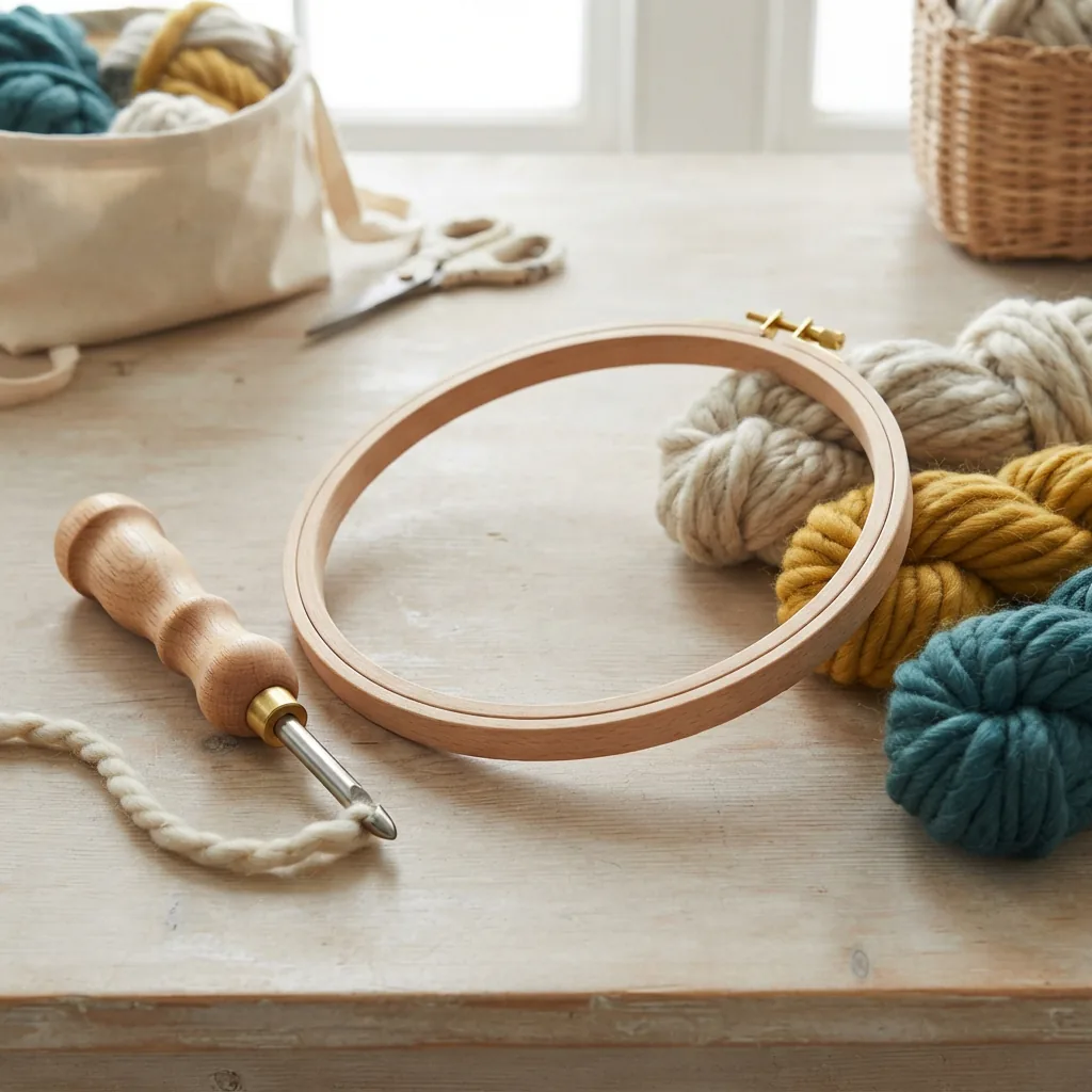 The giant punch needle tool and large hoop set for big projects.