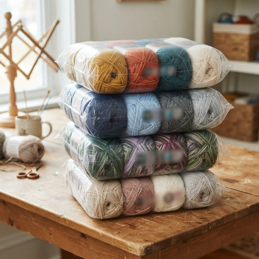 Multiple packs of yarn stacked together, indicating a bulk or value purchase.