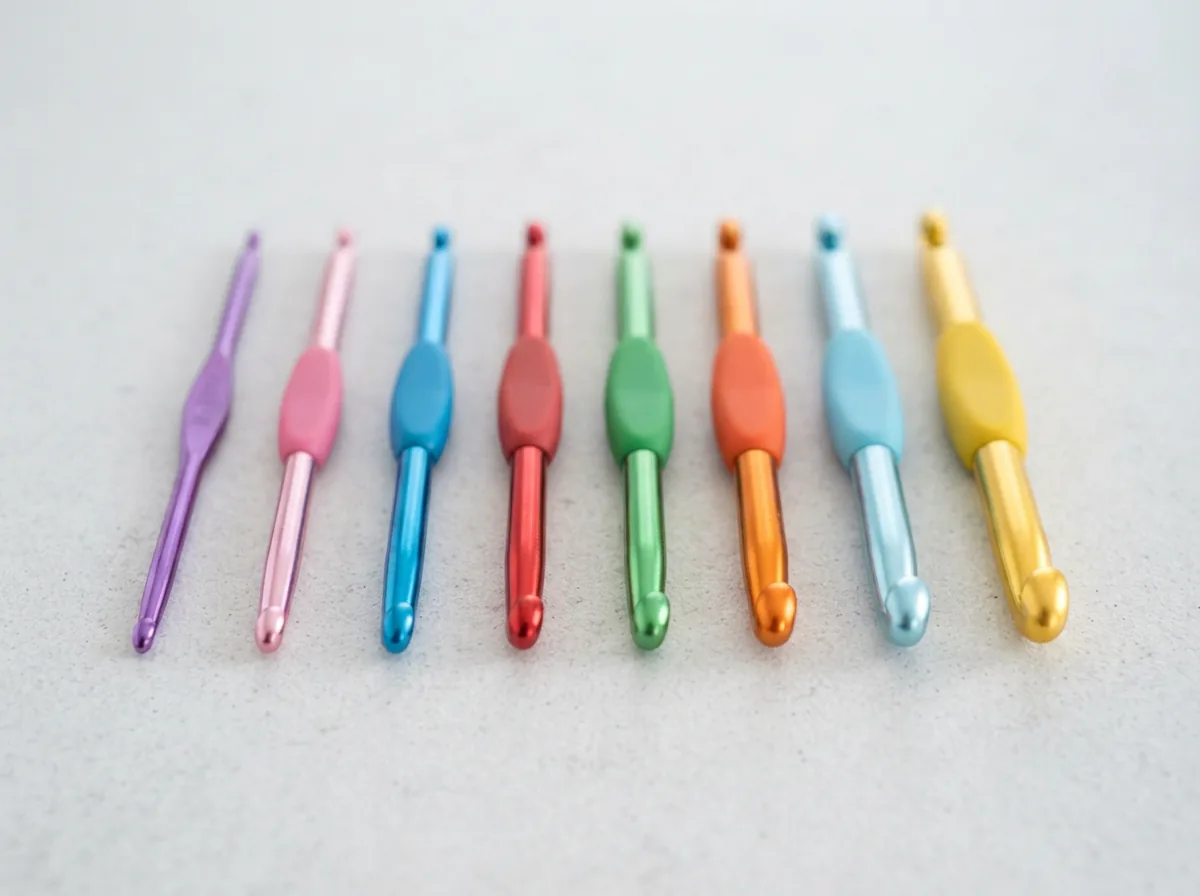 Loops & Threads Crochet Hook Set containing eight aluminum hooks from D to K.
