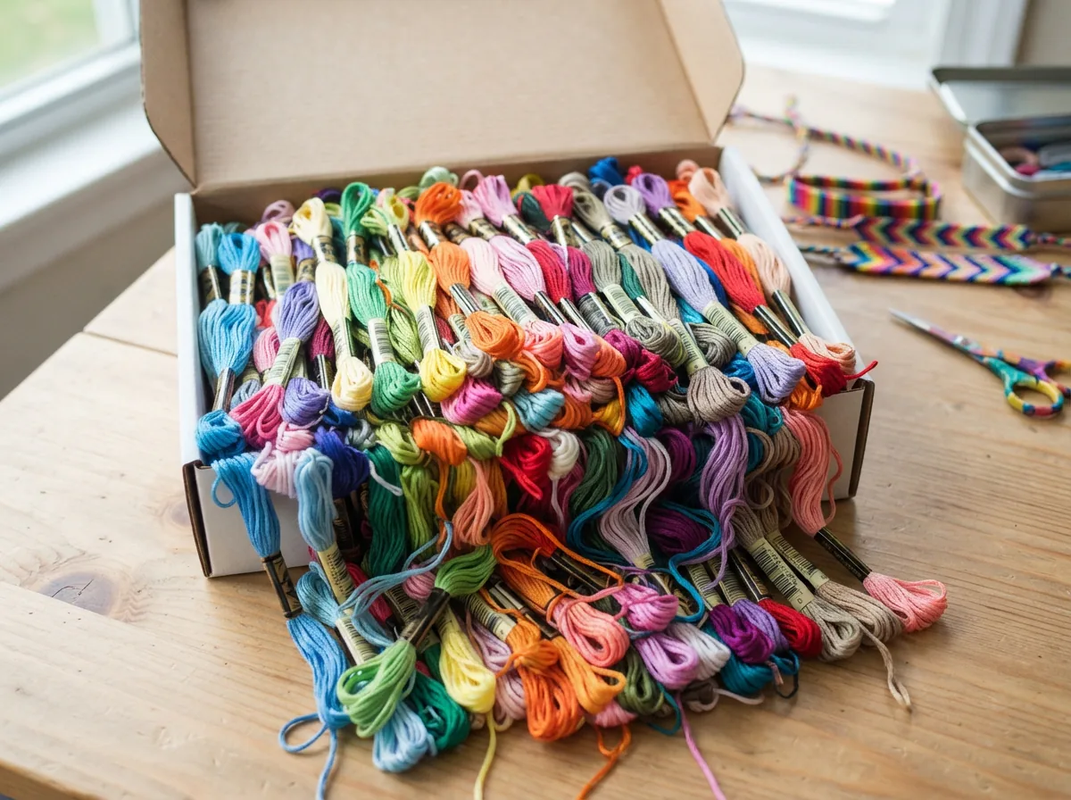 The large Loops & Threads Embroidery Floss Value Pack (105ct) with skeins arranged to show color variety.