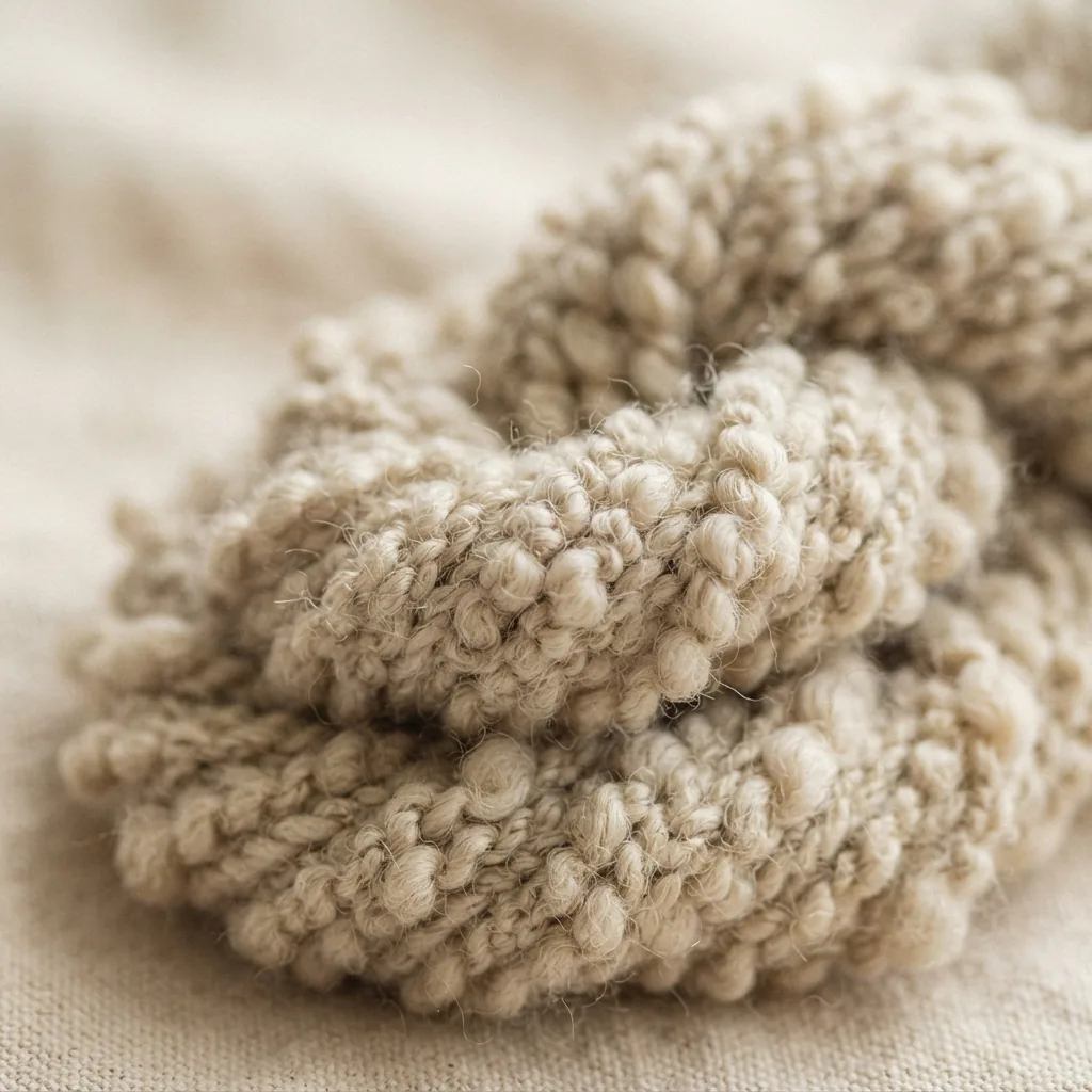 A close-up of Demi Purl Yarn showing its textured strands.