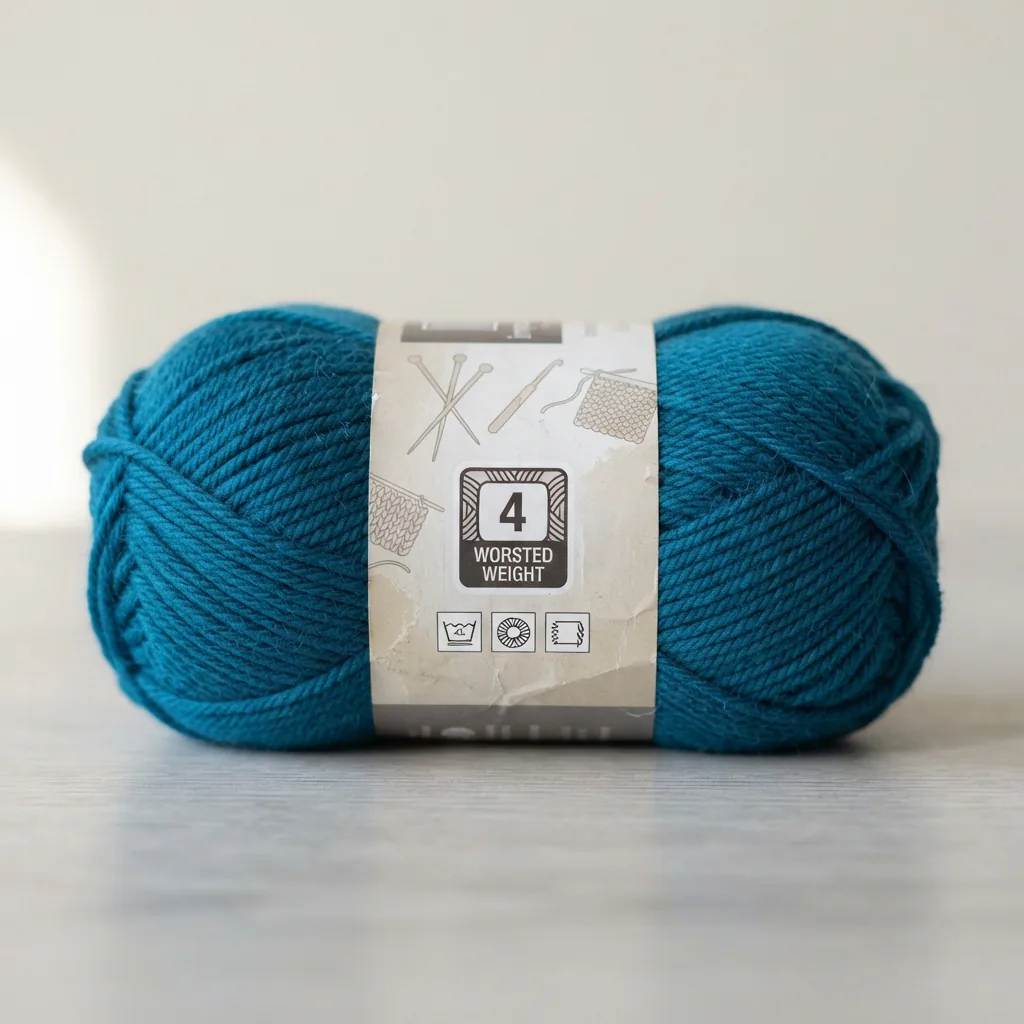 A skein of Loops & Threads Impeccable yarn with a focus on its versatile worsted weight.