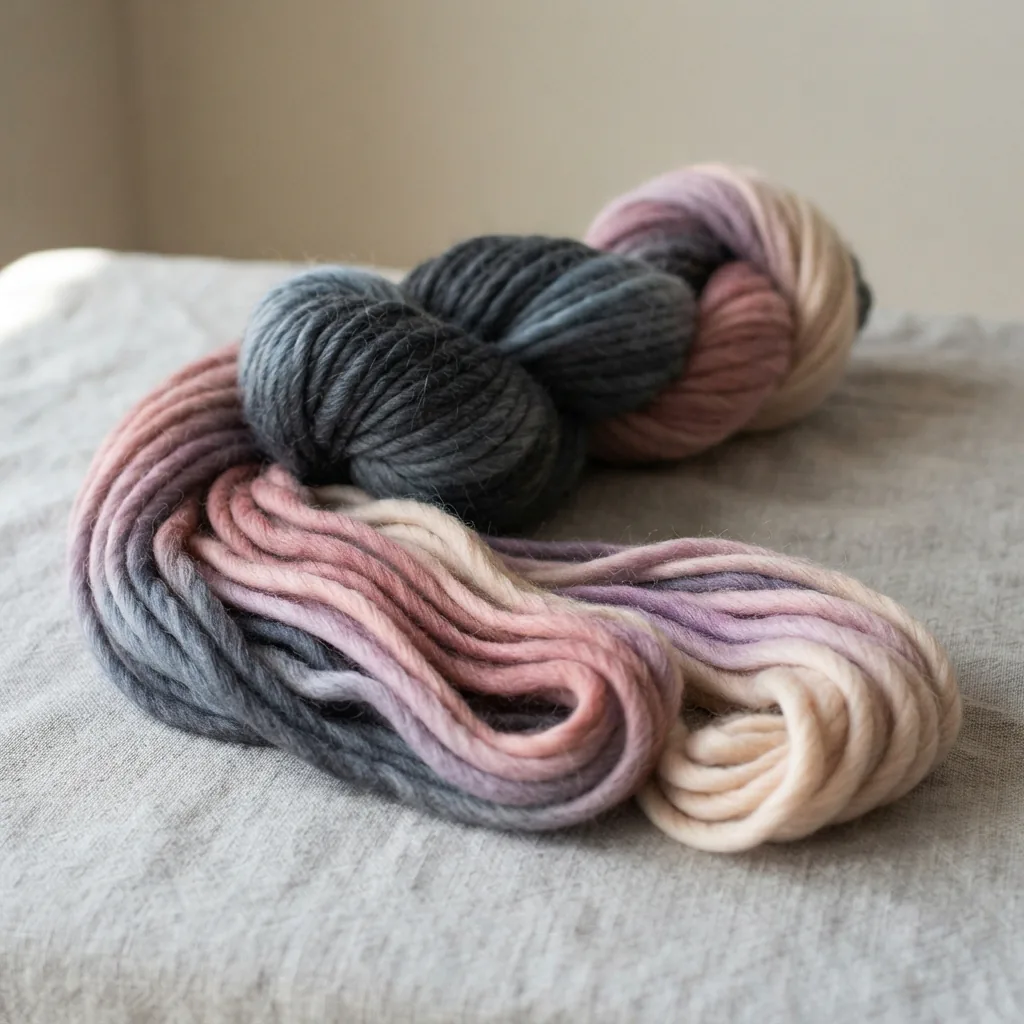 A skein of Grande Ombre Yarn displaying its gradient color effect.