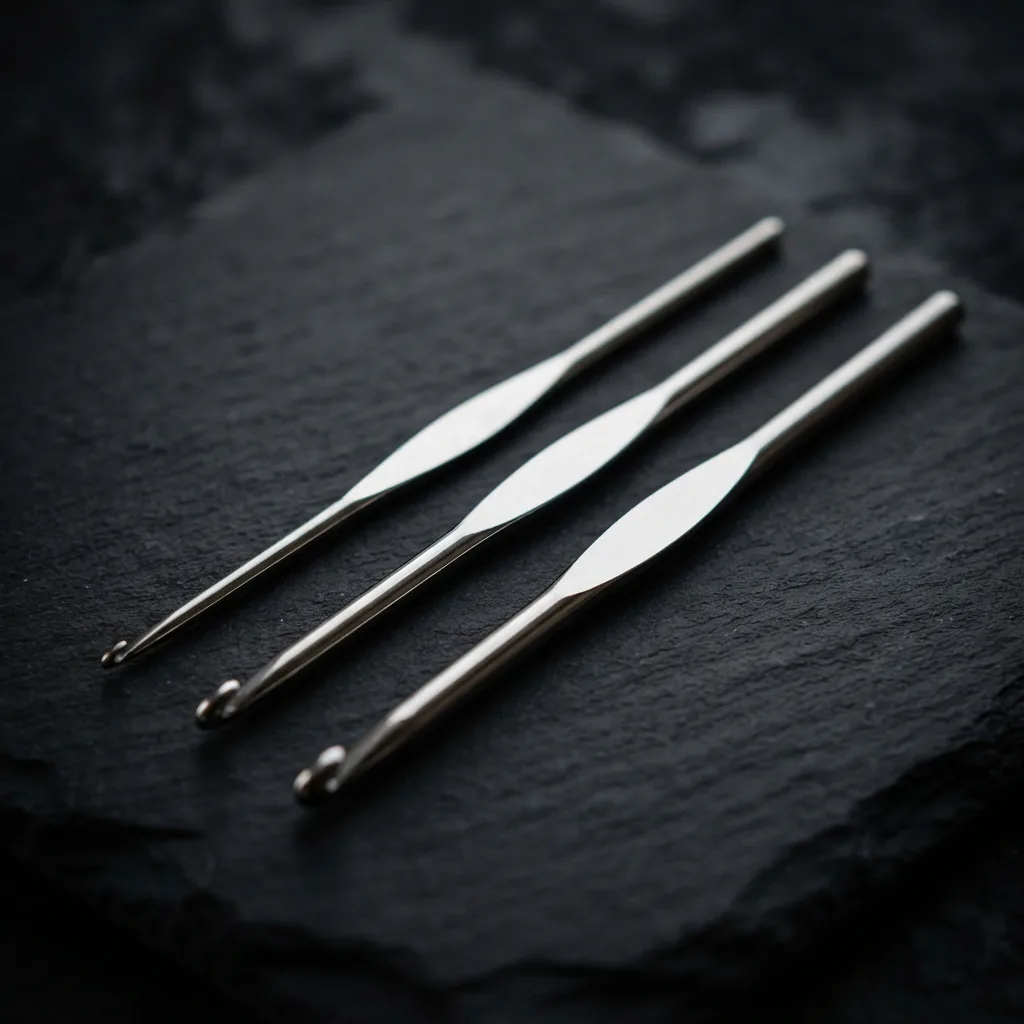 Steel Crochet Hook Set with sizes 1, 7, and 10.