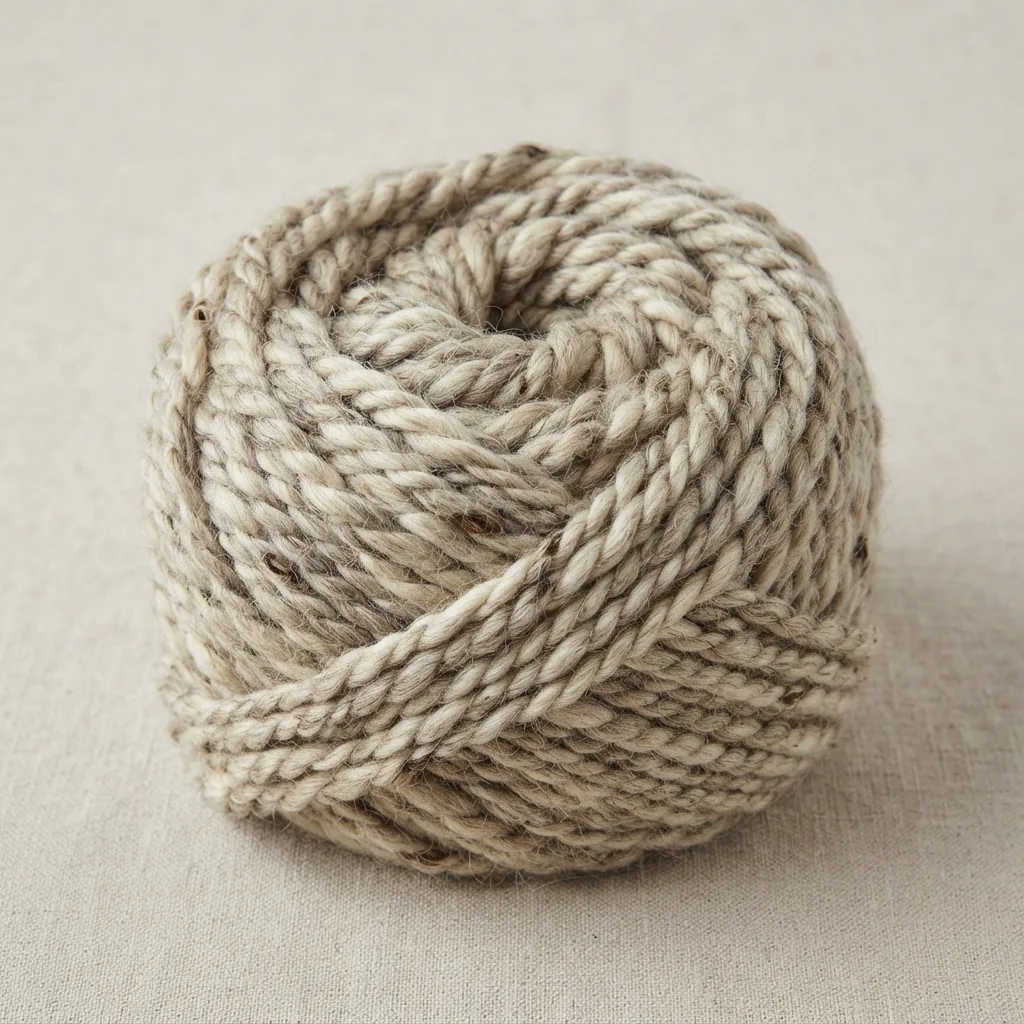 A 140-gram skein of discontinued Loops & Threads Country Loom super bulky yarn.