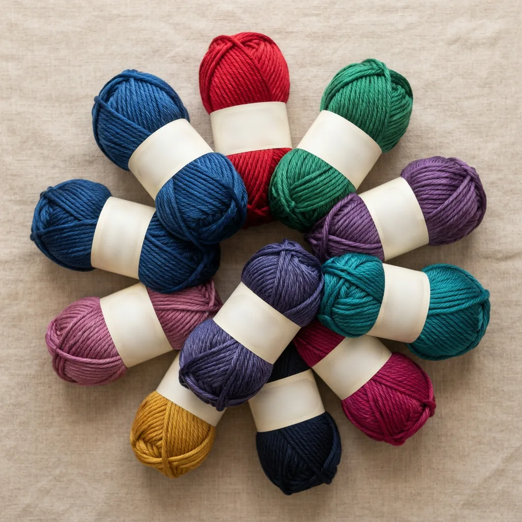 Skeins of jewel-toned Loops & Threads punch needle yarn in rich colors.