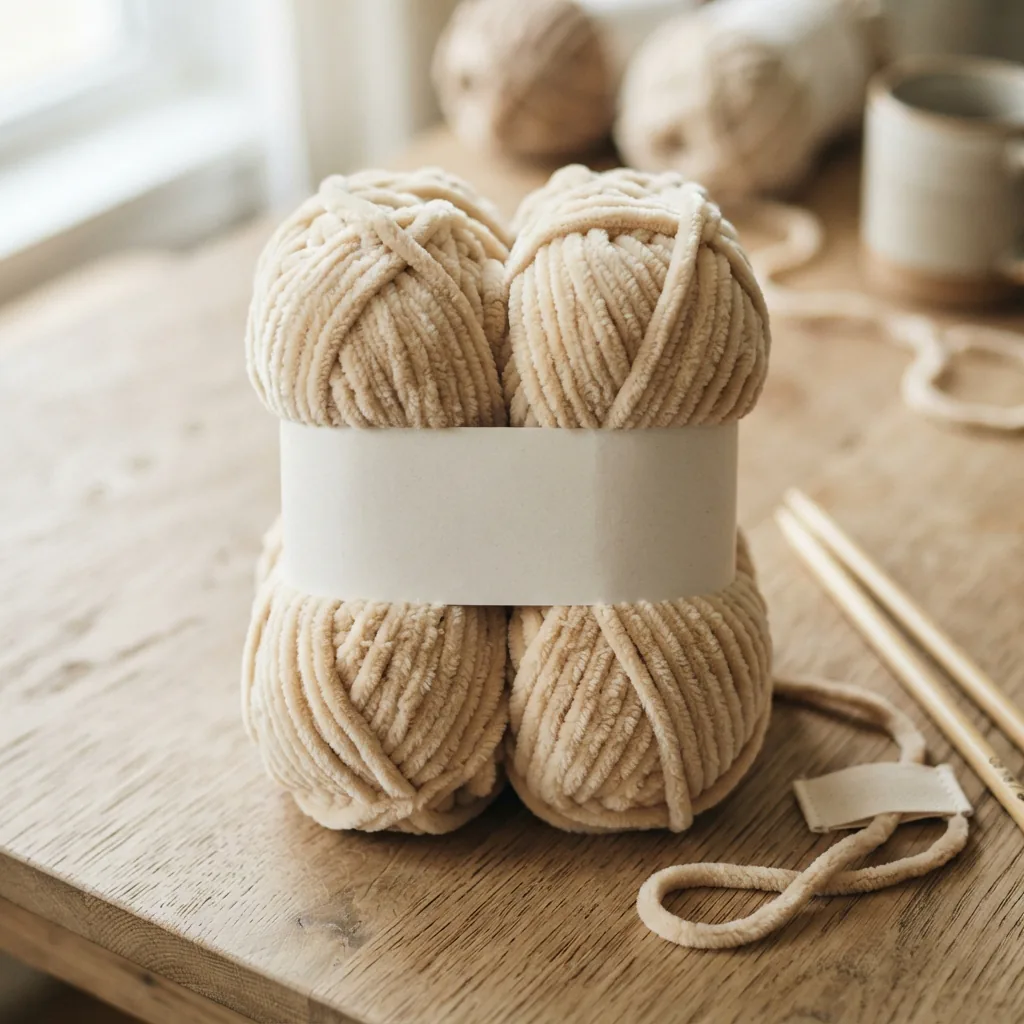 A scarf bundle containing multiple skeins of Chenille Home Slim yarn, suggesting enough for a full scarf project.