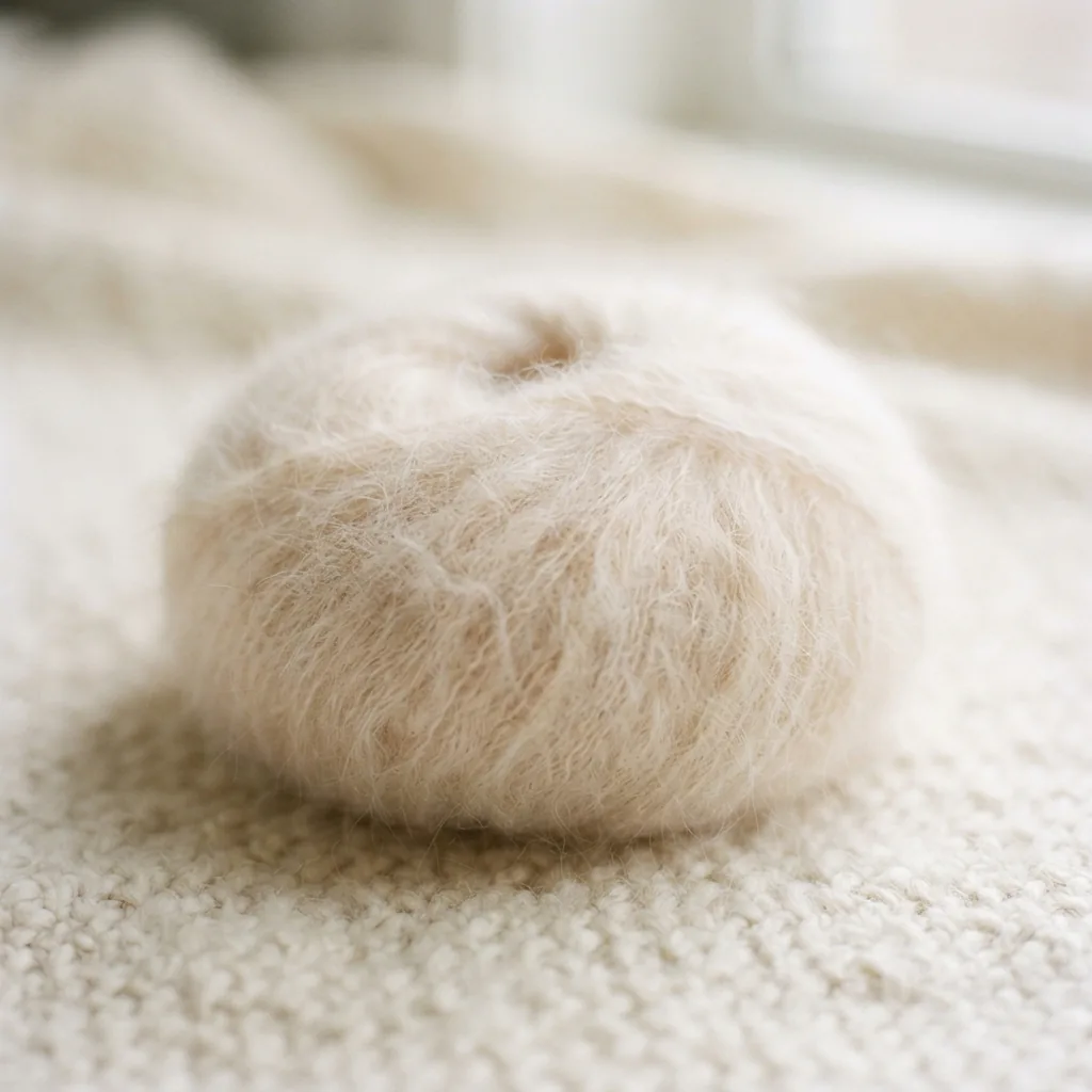 A skein of Loops & Threads Lullaby Yarn.