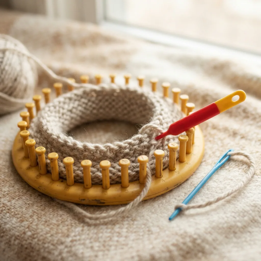 A beginner-friendly knitting loom set with accessories.