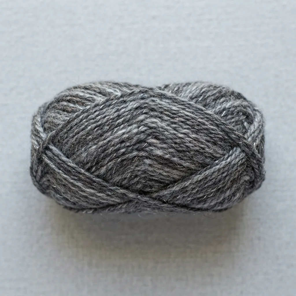 A skein of Loops & Threads Multi Marled yarn in the Gray Sky color blend, shown from a top-down angle.