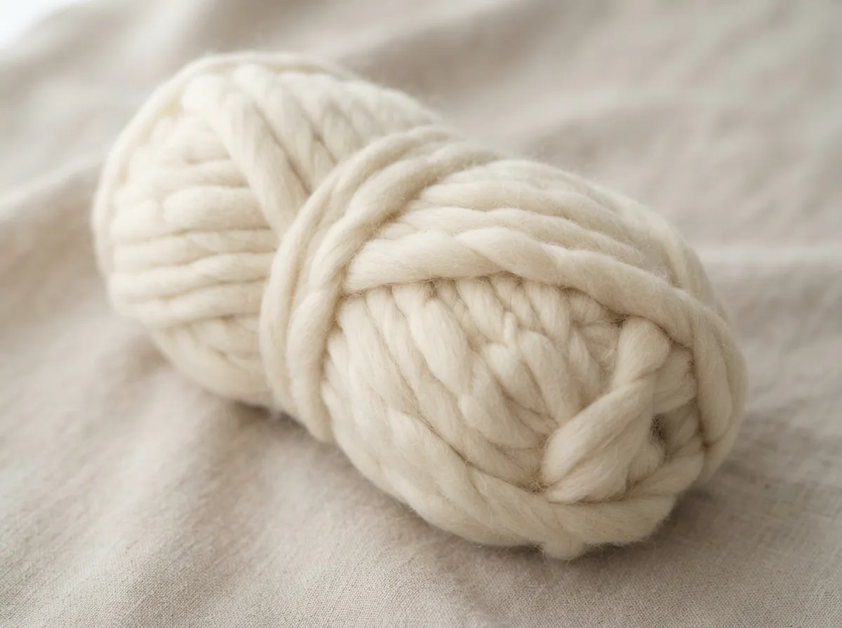 A prominent image of a skein of Loops & Threads Softy Chunky Yarn.