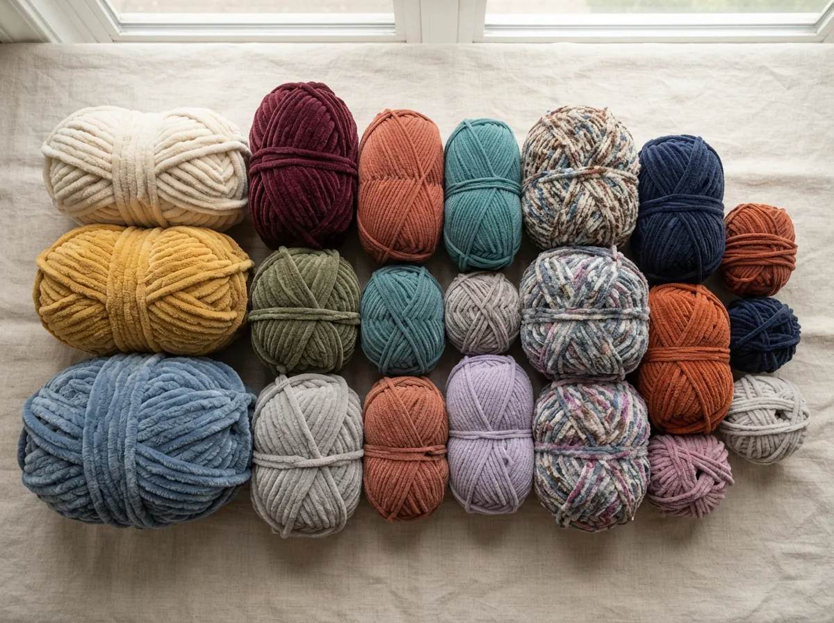 An overview of different chenille yarn weights and textures