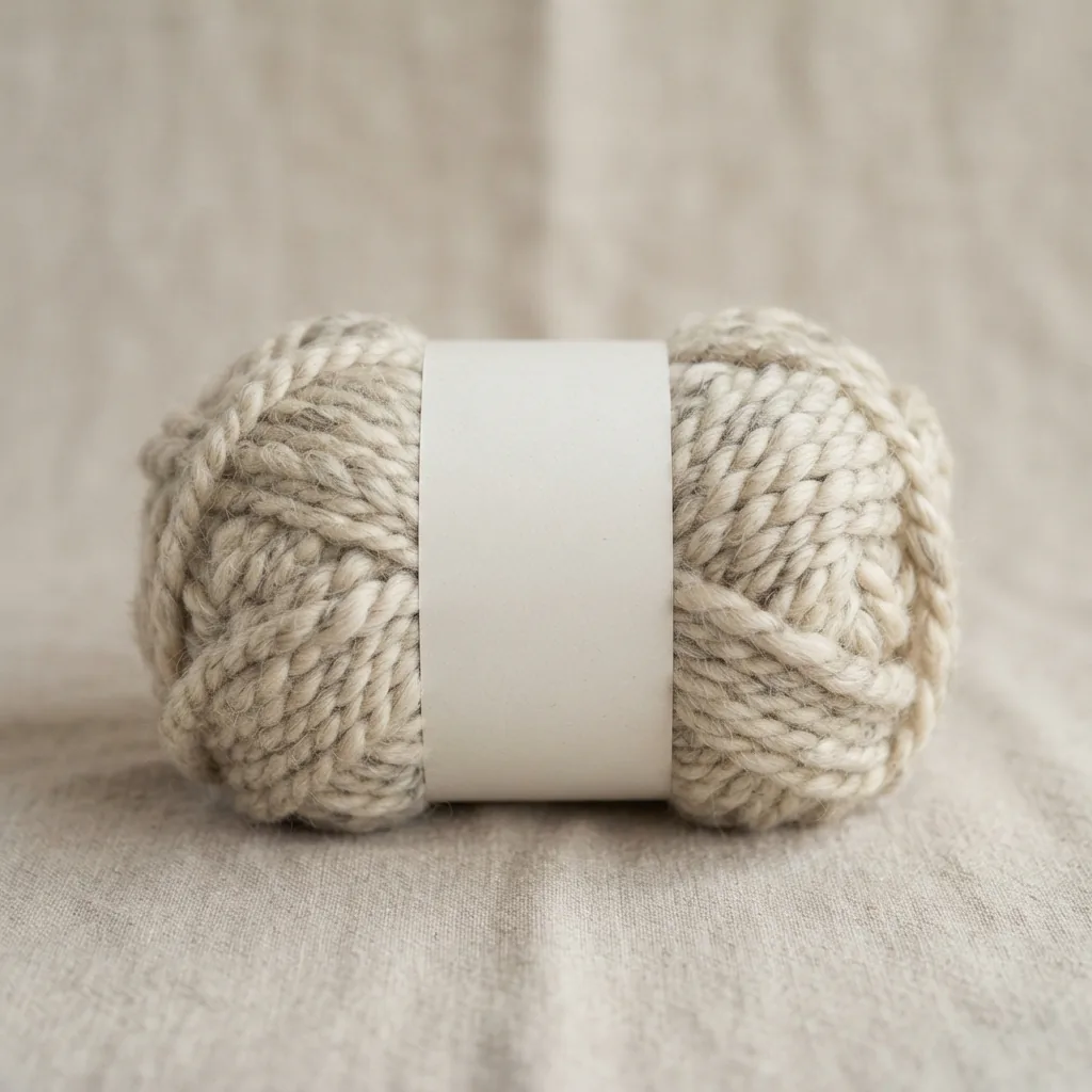 A skein of Loops & Threads Ringspun Super Bulky Acrylic Blend Yarn.