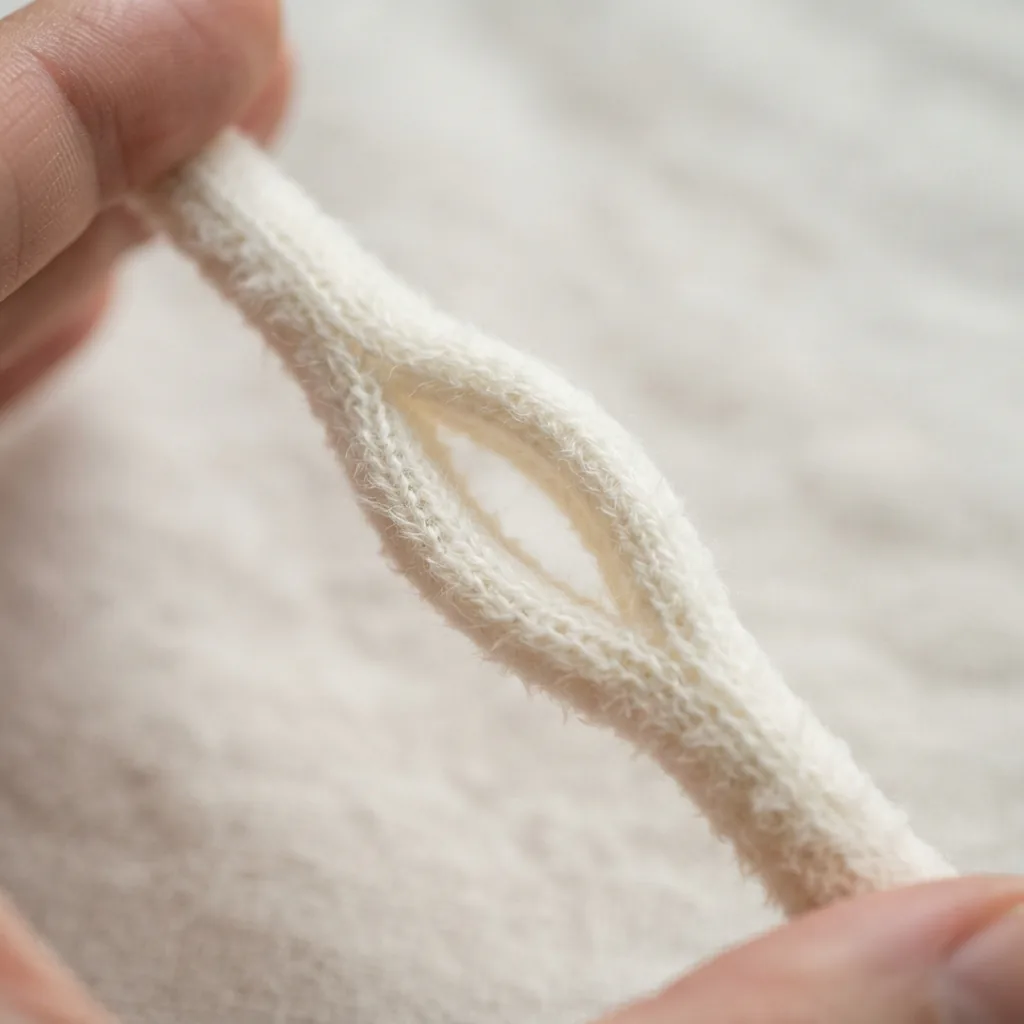 A strand of Cuddle Craft Tube Yarn showing its distinctive tube structure.