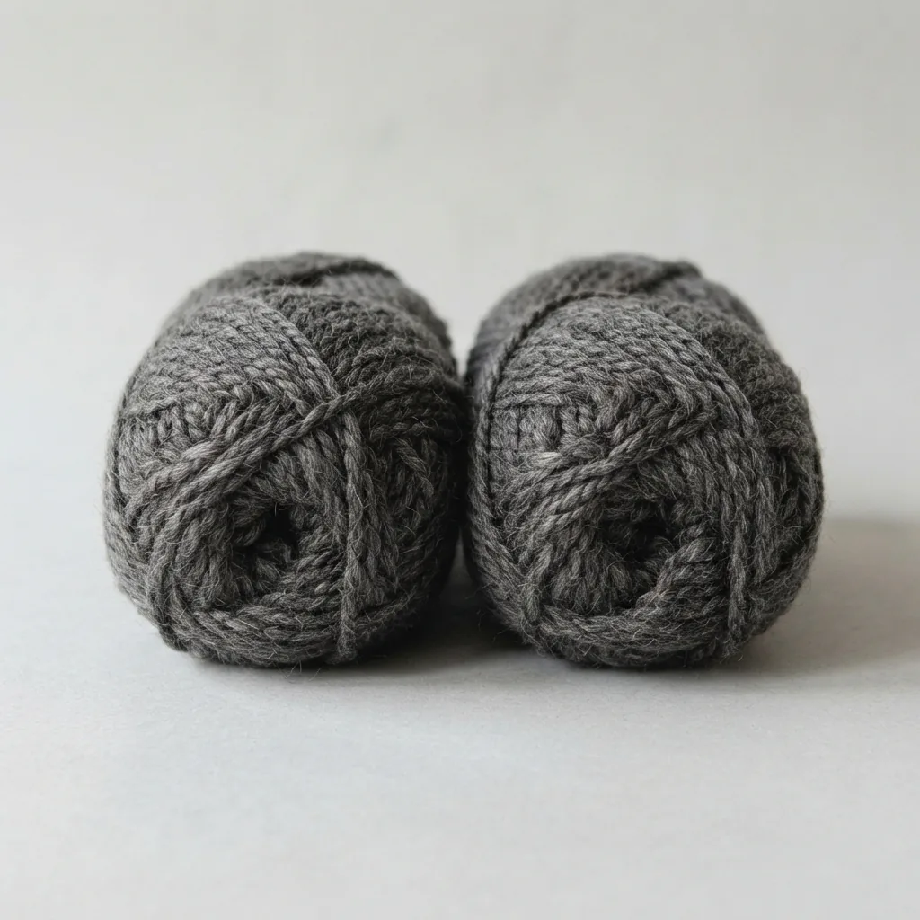 Two skeins of Loops & Threads Country Loom Yarn in the Shale colorway displayed side by side.