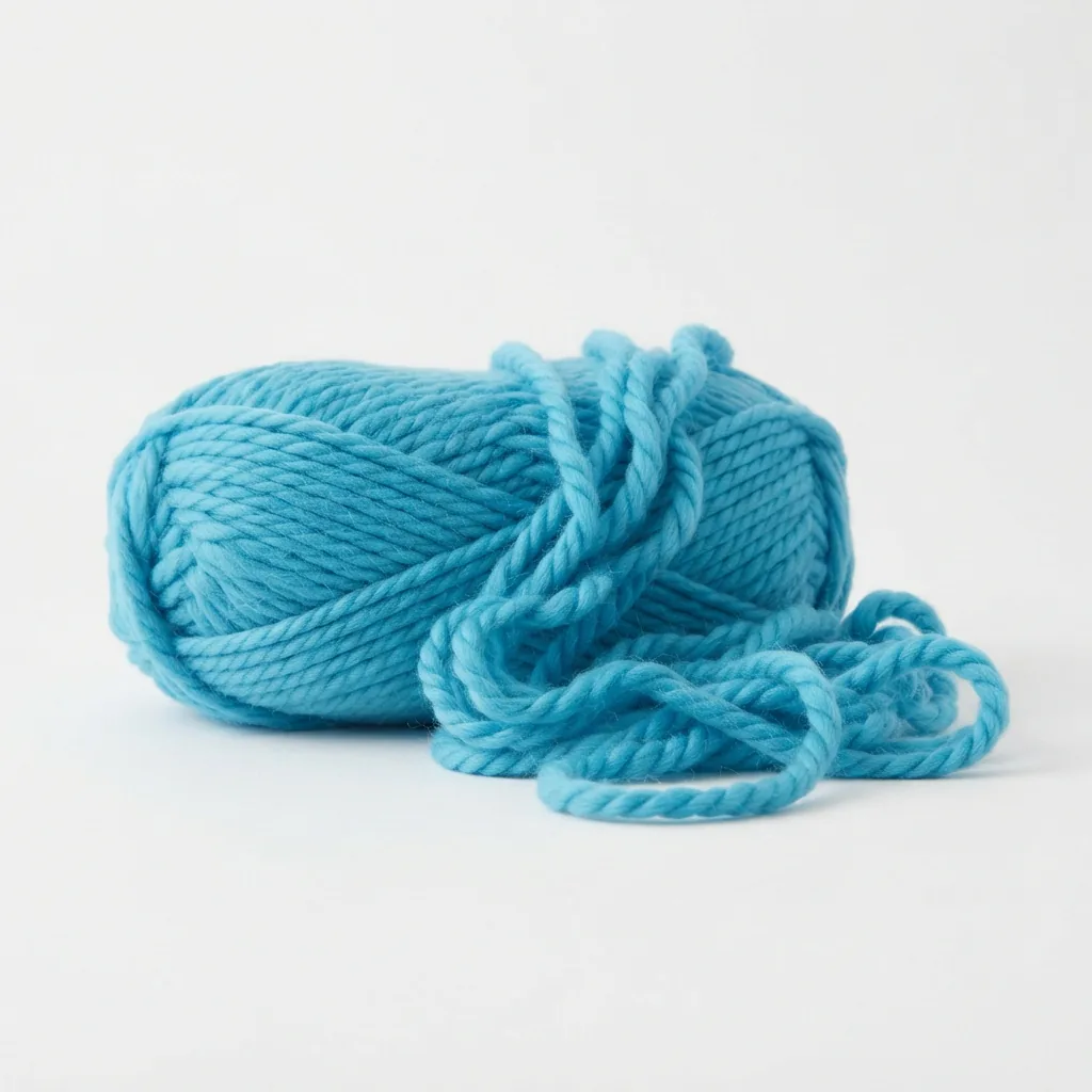 A skein of solid Aqua-colored Barcelona Yarn with a smooth, lofty appearance.