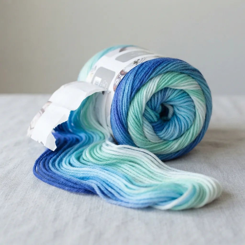 A skein of Impeccable Ombre yarn showing its smooth color transition.