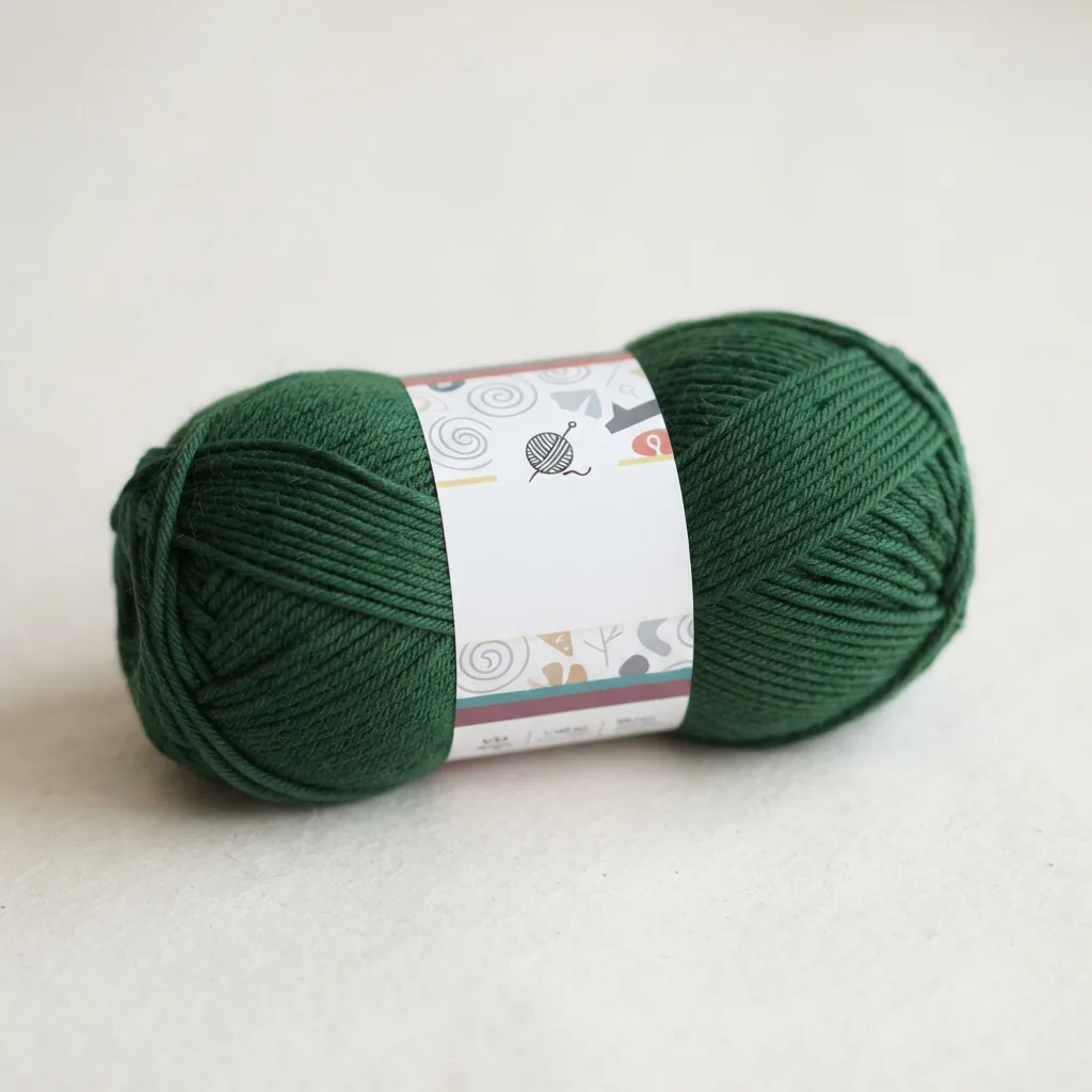 A single skein of solid-colored Loops & Threads Impeccable yarn.