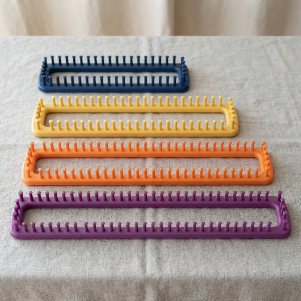 Knit Quick Long Loom Set by Loops & Threads arranged together.