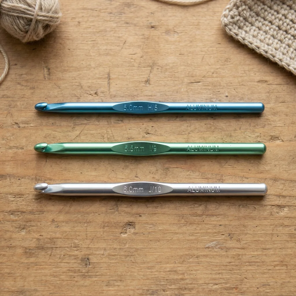 Aluminum Crochet Hook Set with H-J sizes on sale.