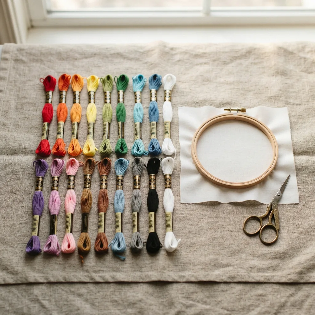 The Loops & Threads Embroidery Floss Starter Kit with 18 essential color skeins.