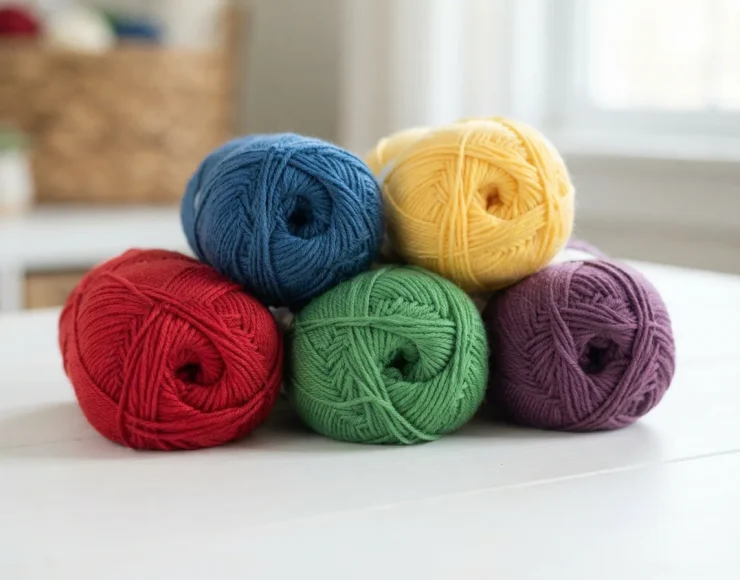 Multiple balls of Woolike yarn in a vibrant array of colors, arranged together to show the color selection.